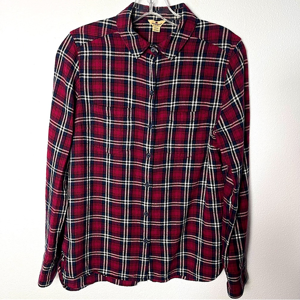 Vtg Woolrich Women’s Red Black Plaid Cotton Flannel Button Up Shirt Sz S Casual - Picture 3 of 7
